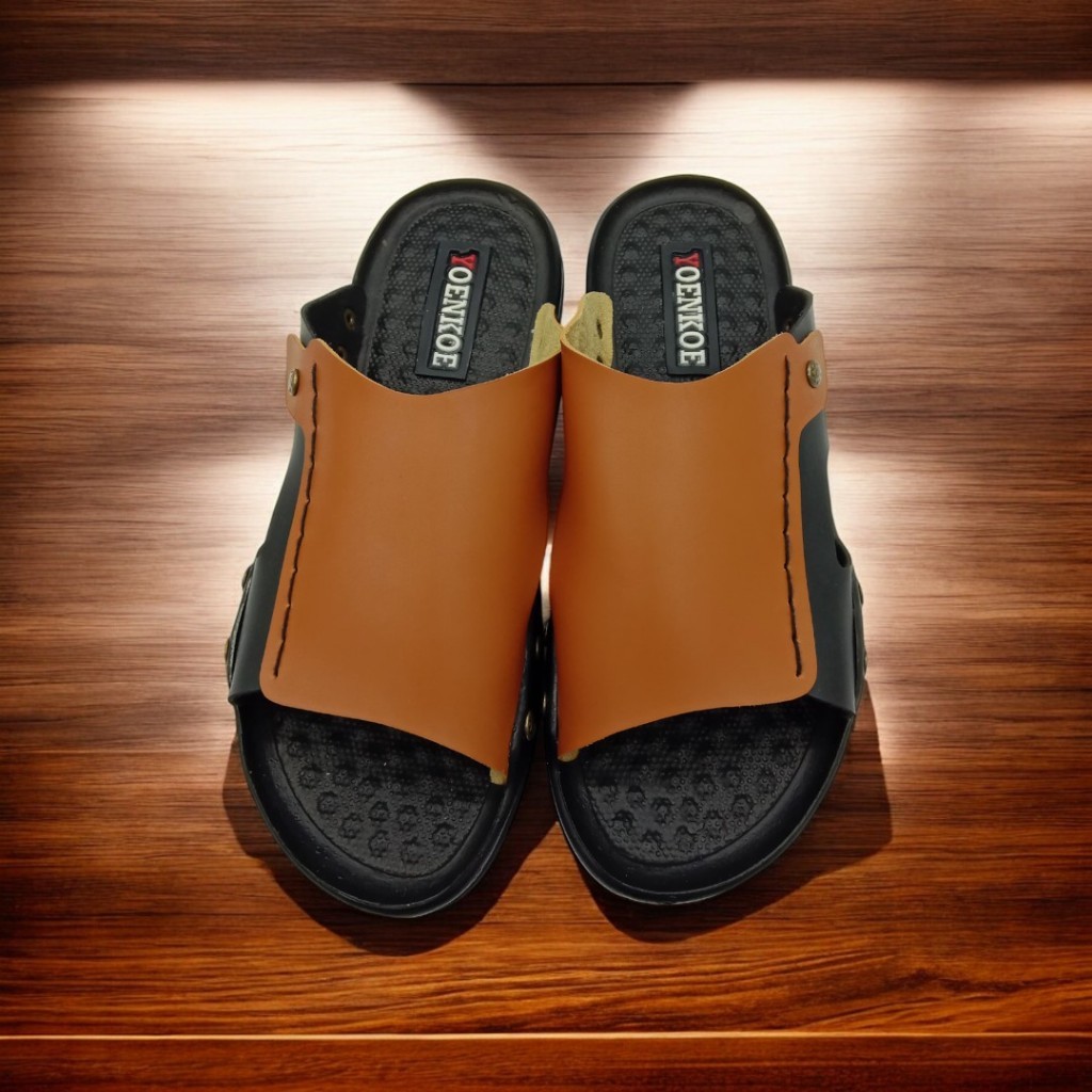 Sandal Kulit Pria / Sandal Pria Selop Kokop / Sandal Casual Keren Kekinian Merk YOENKOE Handmade Tas