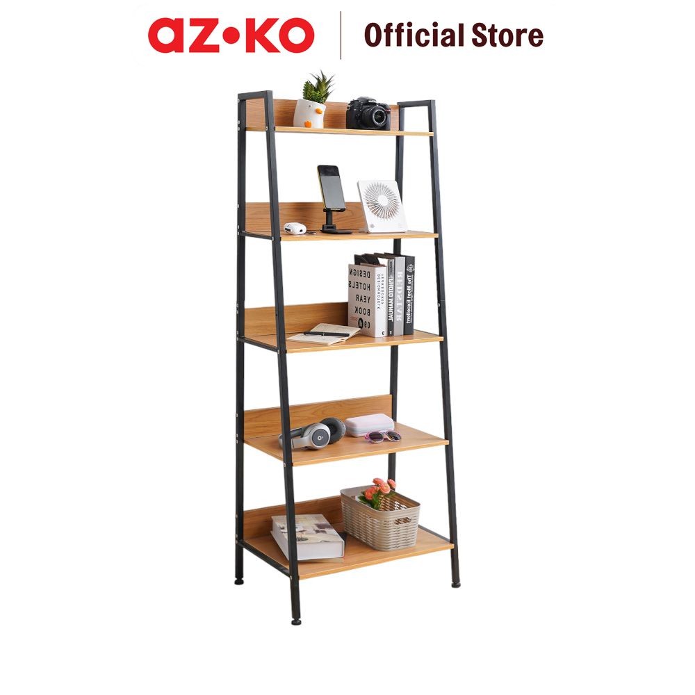 AZKO Stora 60x40x153 cm Rak Buku 5 Tingkat - Hitam Bookshelf Books Storage Cabinet Kabinet Tempat Bu