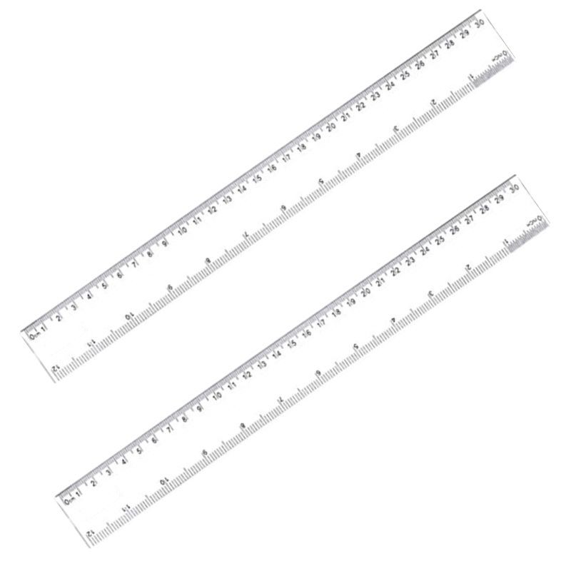 

2 Pack 12 Inches Clear Plastic Ruler Straight Ruler Plastic Measuring Tool for Student School Office