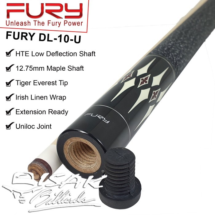 Fury DL-10 Maple Pool Cue - 13 mm - Billiard Stick Stik Biliar Bilyar