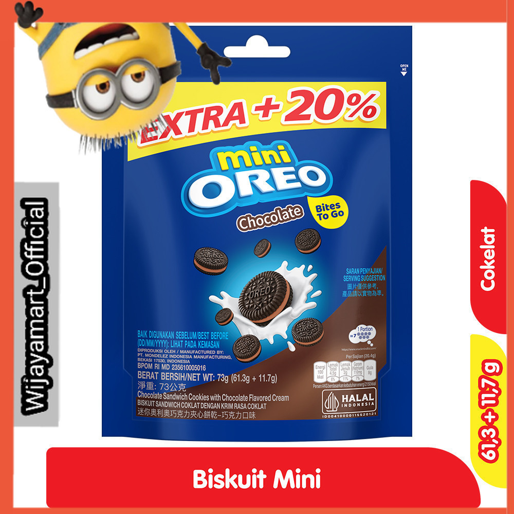 

Oreo Mini Biskuit Krim Cokelat 61.3 + 11.7 g