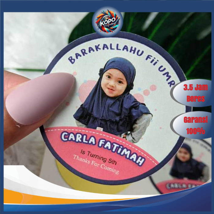 

KOPO 5-8 Sticker Ulang Tahun Anak Bulat Stiker Chromo Ultah Free Desain Template Happy Birthday