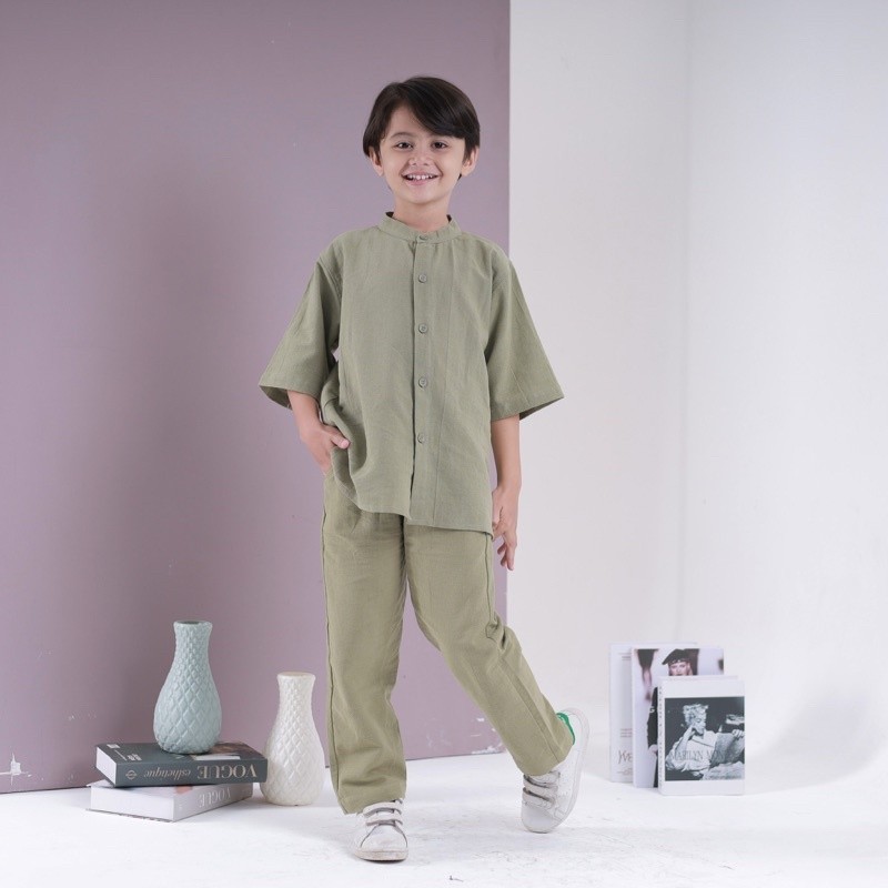JENAKA KIDS Ghava Kemeja Koko Anak warna sage green