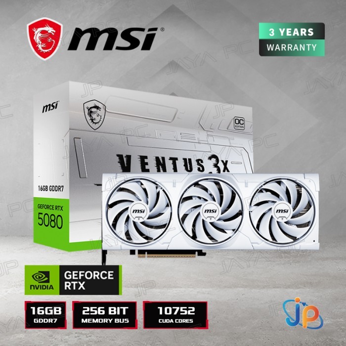 VGA MSI GeForce RTX 5080 Ventus 3X White OC 16GB - 16 GB GDDR7