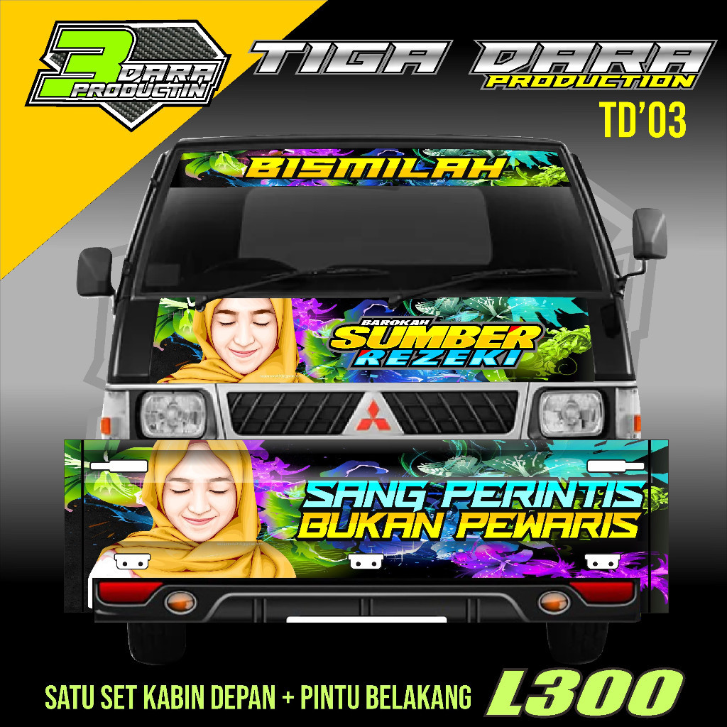 STIKER DECAL KABIN L300 STIKER KACA L300 STIKER PINTU BELAKANG L300 SUDAH SATU SET KODE 03