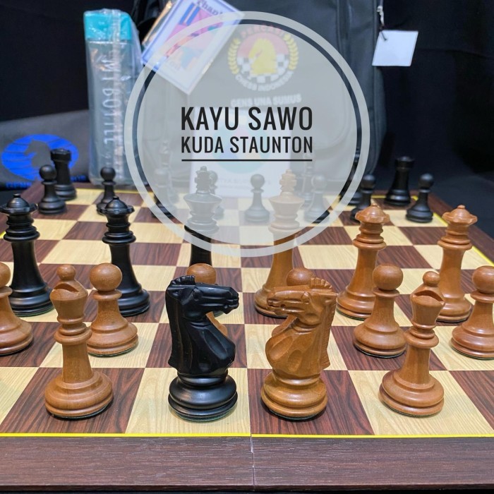 Set Catur Kayu Sawo Model Kuda STAUNTON Papan Standar Percasi Koleksi Kualitas Bagus Eksklusif Elega
