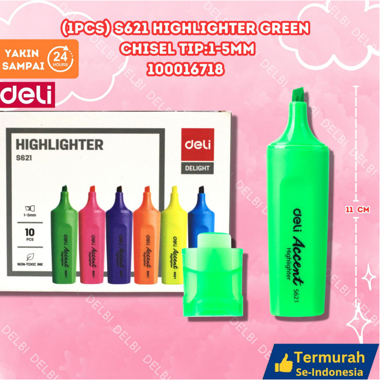 

Highlighter/Stabilo Deli-S621 (1PCS) S621 Highlighter GREEN Chisel tip1-5mm DELI STABILO