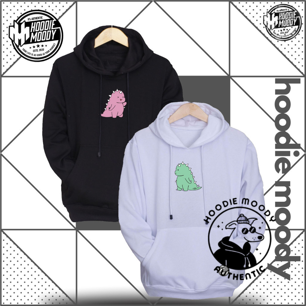 HOODIE.MOODY hoodie couple pasangan  cowo dino sweater hoodie moody couple berhadapan motif dinosaur
