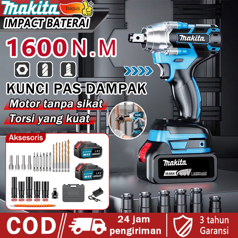 MAKITA  Brushless Impact Tool 1090V/588V  Cordless Electric Impact Wrench Bor impek pembuka baut mot