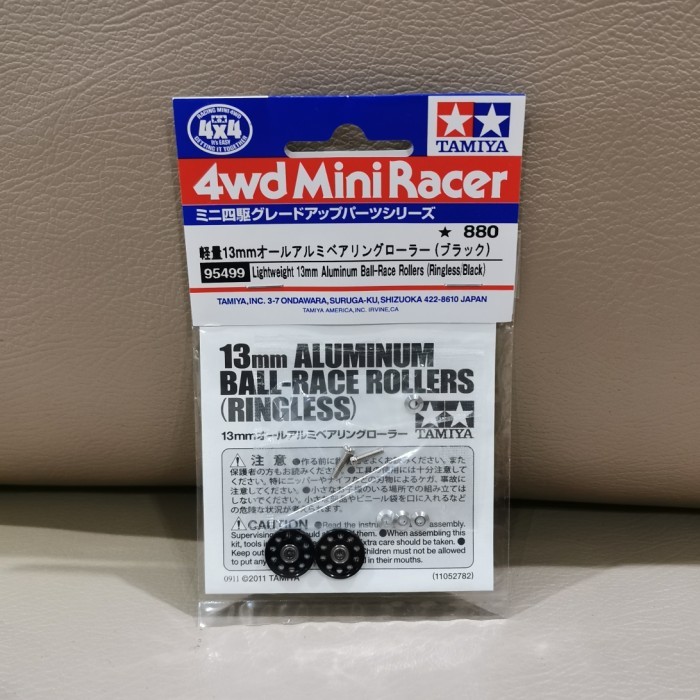 Tamiya 95499 LW 13mm Aluminum Ball-Race Rollers (Ringless/Black)