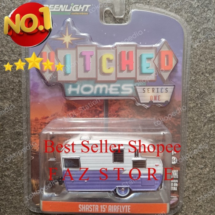 Greenlight Hitched Homes Diecast  Shasta 15' Airflyte