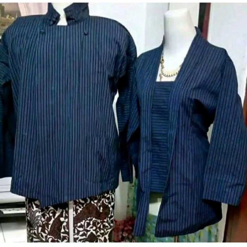 Kebaya Surjan Dan Kebaya Lurik Biru / Surjan Lurik Peranakan Size Dewasa / Pakaian Adat Jawa