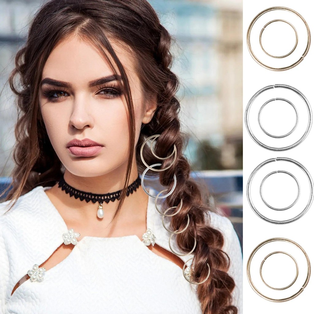 20Pcs New Style Open Loop Hair Dreadlocks Metal Rings Clips Dreadlocks Beads for Braids Hair Extensi