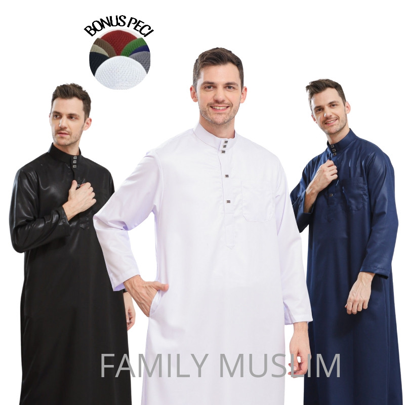[HOT NEW] Gamis pria lengan panjang polos jubah basic pria premium jubah DUBAI mewah elegant fashion