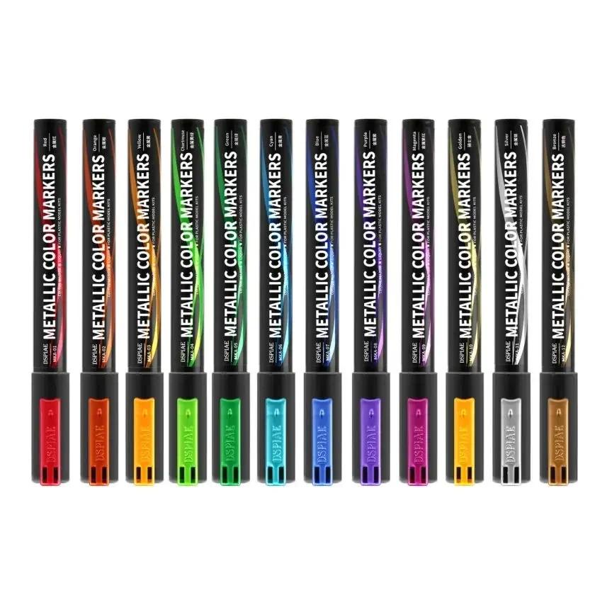 

DSPIAE MKA 12 Colors Super Metallic Color Markers for Gundam Mecha Model Making Hobby DIY Tool