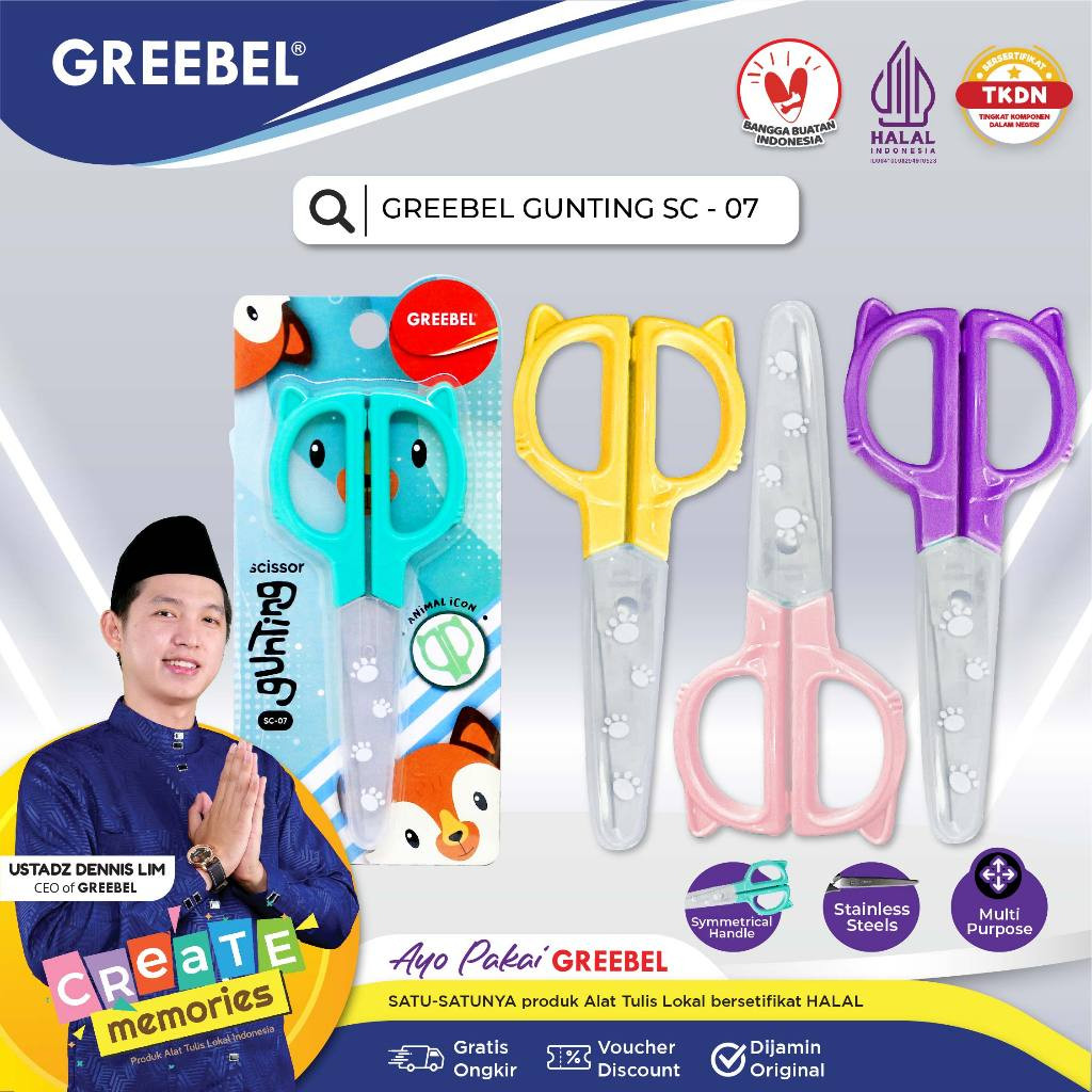 

GREEBEL Gunting Mini Gunting Anak (GUNTING SC-07) / Gunting Kertas / Gunting Sekolah / Gunting Pastel Lucu