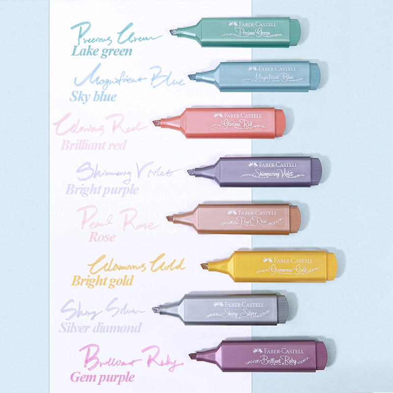 

Faber-Castell Metallic Highlighter 8 Color Choose Art Highlighter Pen Drawing Bright Marker Writing For Student Supplies Set