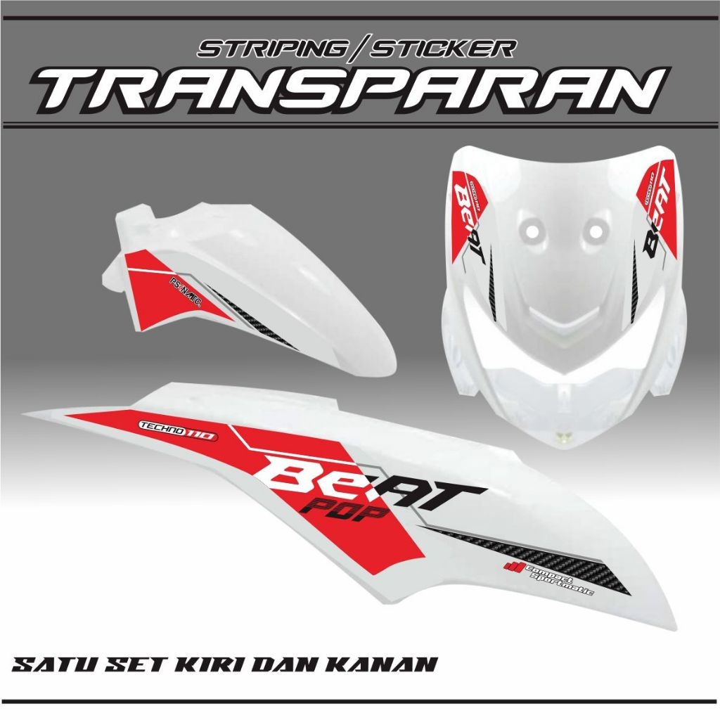STRIPING MOTOR STIKER  BEAT POP TRANSFARAN MOTOR BEAT POP STIKER TRANSPARAN STRIPING MOTIF KEREN