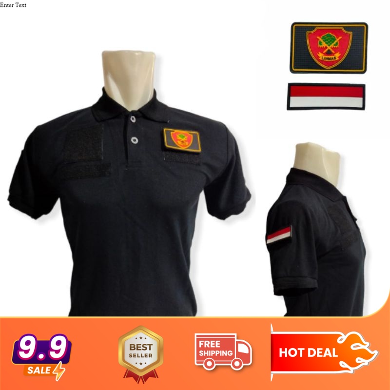 Kaos Kerah Linmas Velcro Warna Hitam