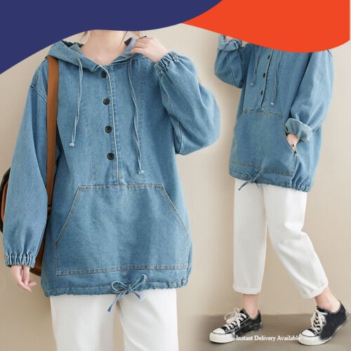 JAKET HOODIE JEANS WANITA - DORA JEANS LOOSE PULLOVER | OUTER JEANS REMAJA DEWASA TERBARU/ Stylish