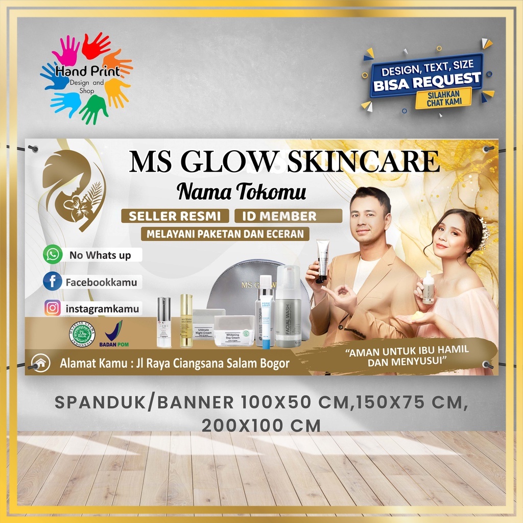 SPANDUK / BANNER Ms Glow Skincare Gold B Bisa Request Desain