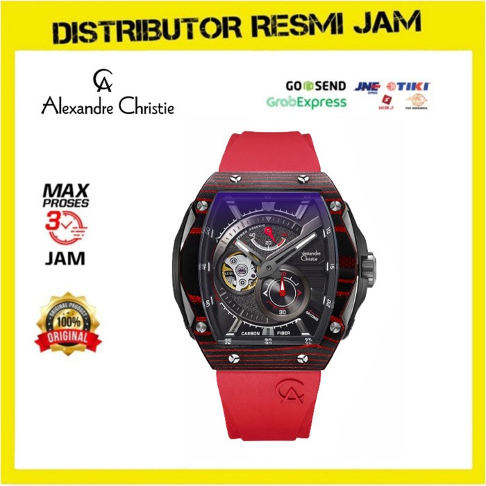 Jam Tangan Pria Alexandre Christie AC 6608 MA AC6608 MA Red Black