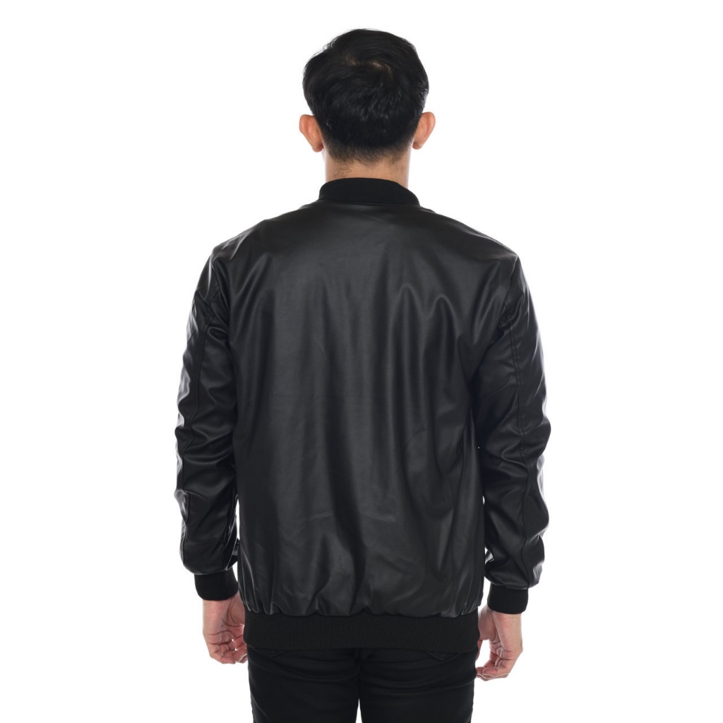 Dhozen Jaket Bomber Leather Kulit Sintetis A460