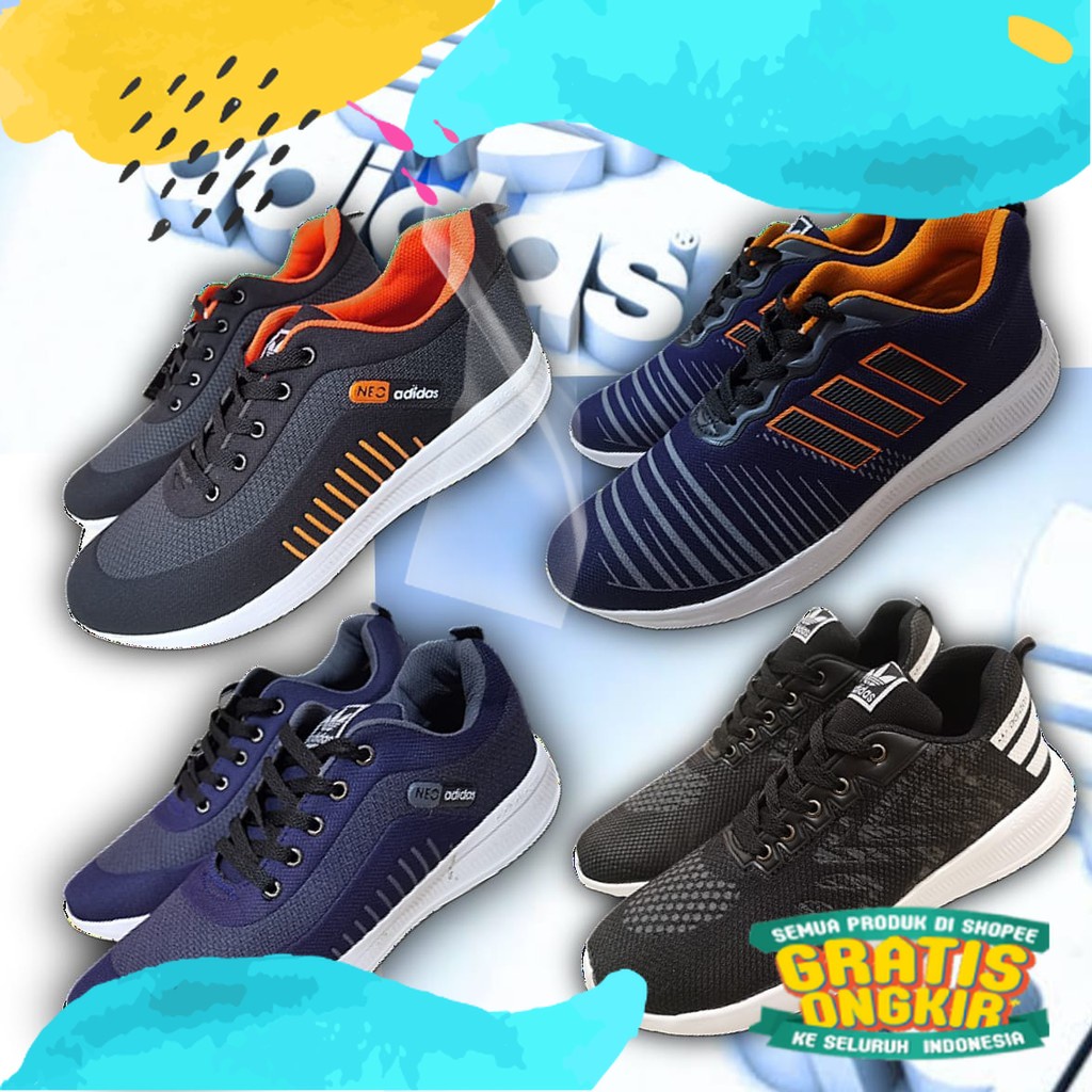Sepatu Jumbo Big Size Pria 44 45 46 47 48 49 Adidas Sepatu Olahraga Sport Sneakers Running/Orange