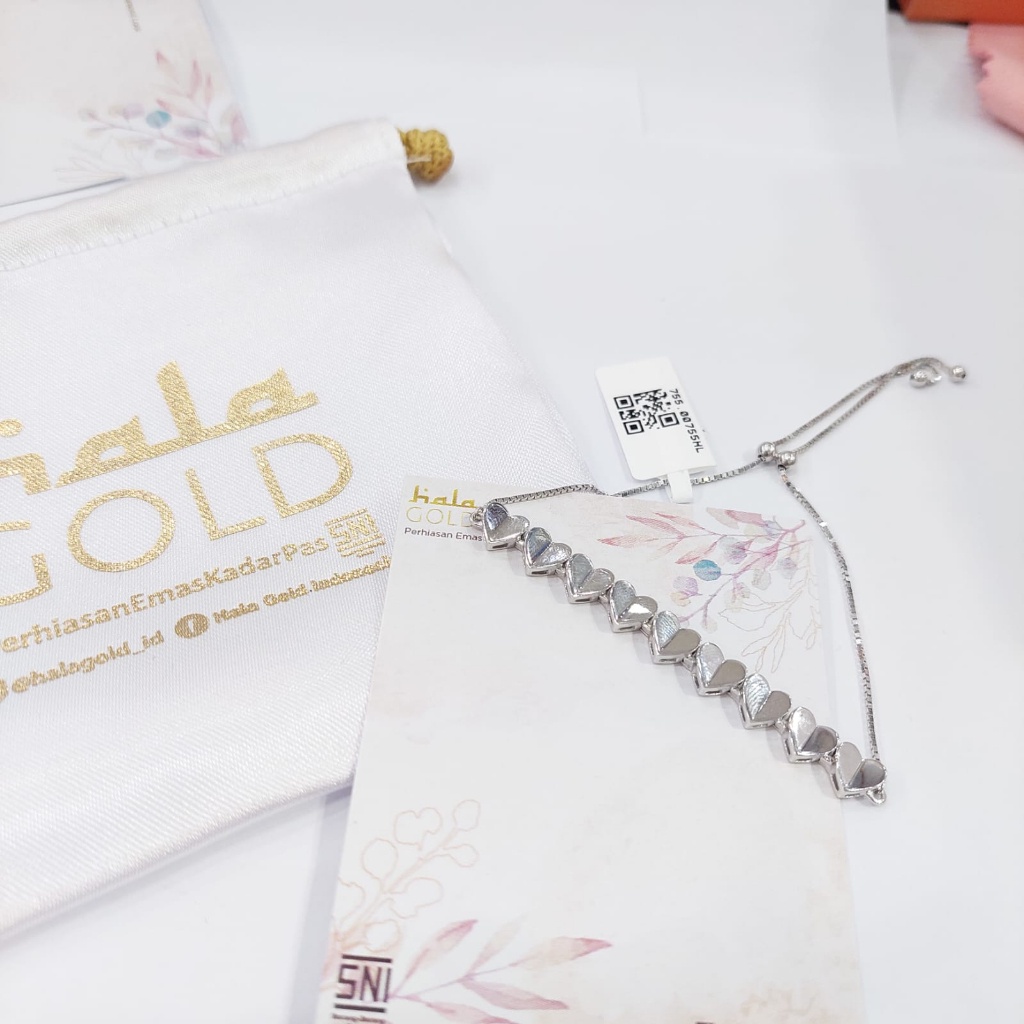 gelang serut model love susun cantik elegan produk hala gold emas kadar 755(18k) emas asli