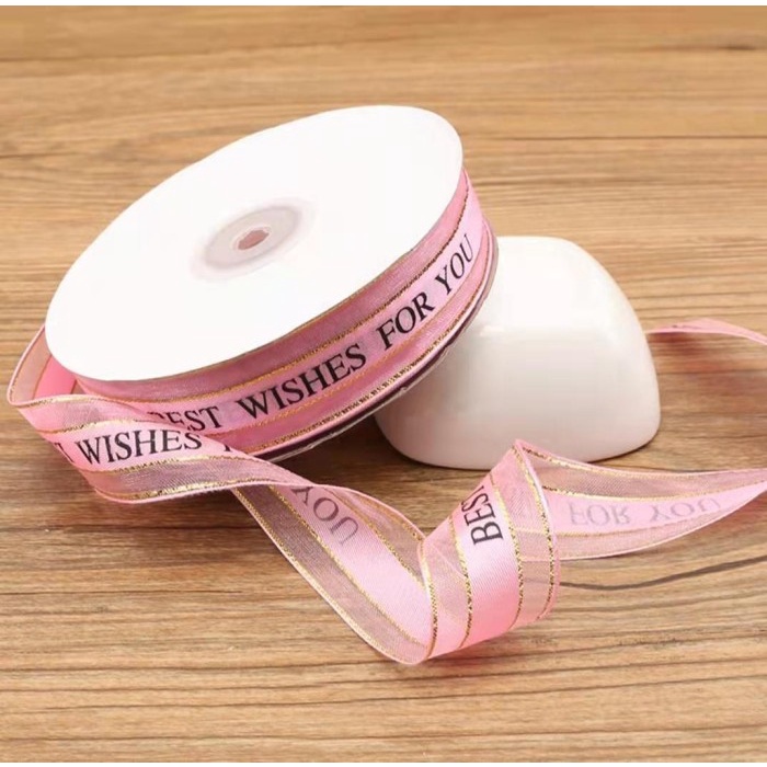

1ROLL Korean Pita Lace 2,5cm BEST WISHES FOR YOU PS003 - Pink ORI