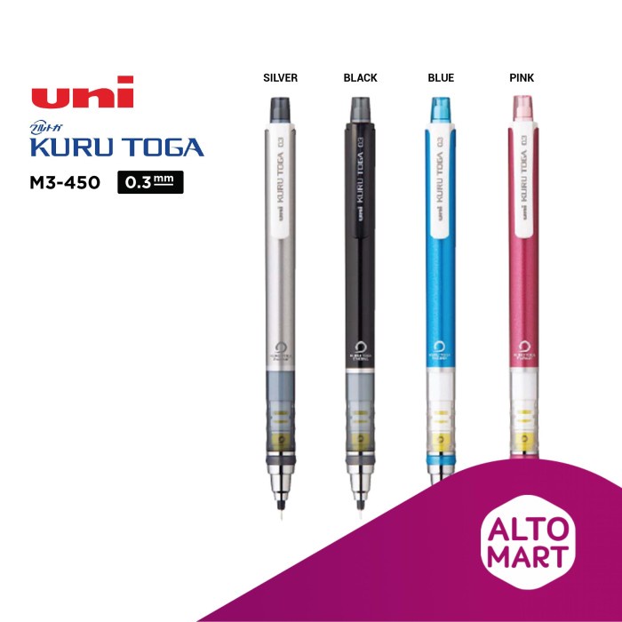 

UNI Kuru Toga M3-450 0.3 mm Mechanical Pencil Pensil Mekanik Kurutoga - Silver
