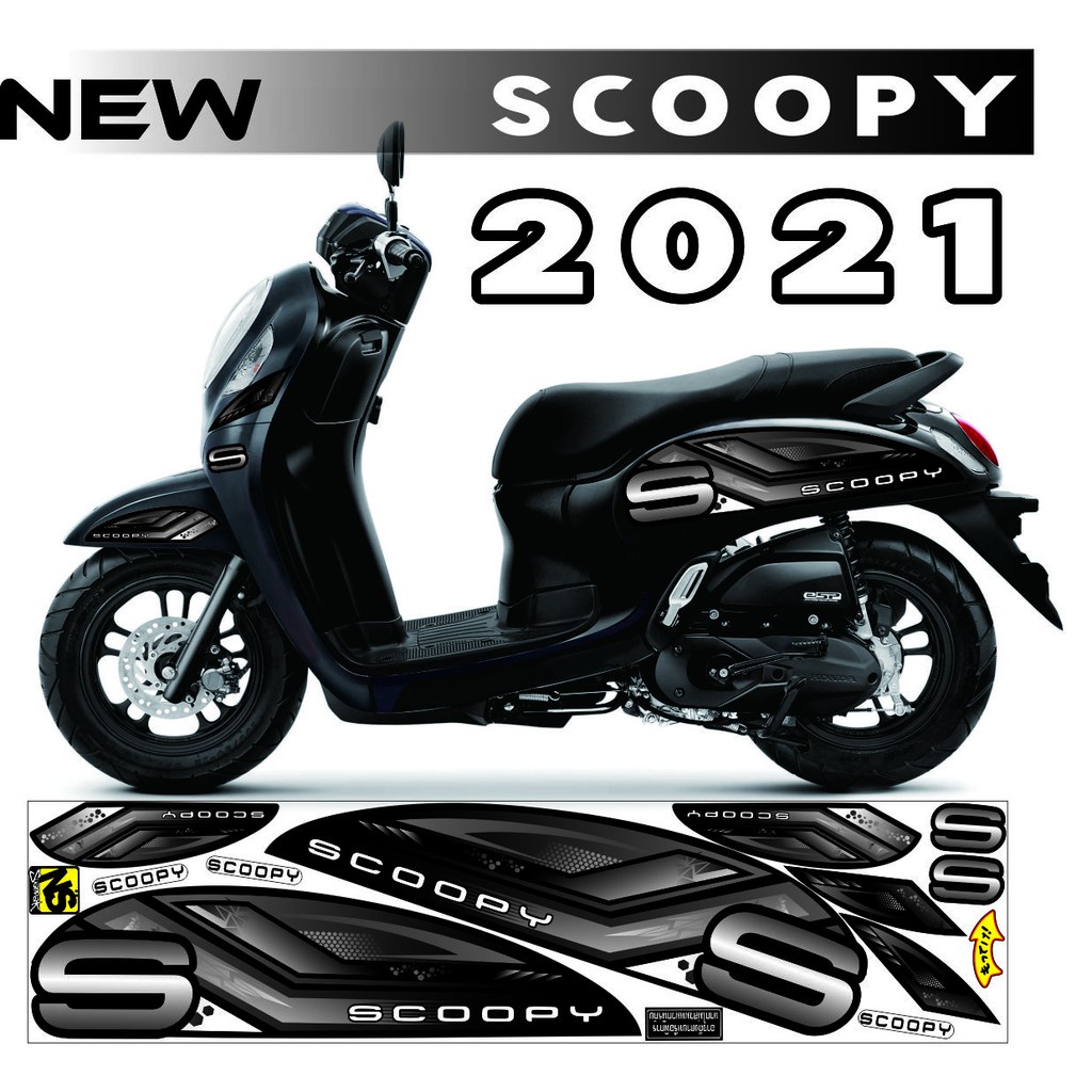 STRIPING ALL NEW SCOOPY 2021 VARIASI HITAM ABU STICKER SIMPLE LIS SCOOPY FI
