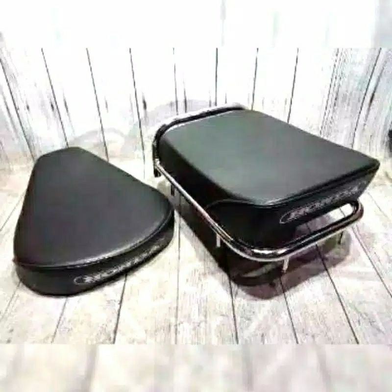 Paket Set Jok pisah - Pangkon Jok Honda C50 c70 - Jok Hitam Polos Bahan Tebal Anti penyok Terbagus T