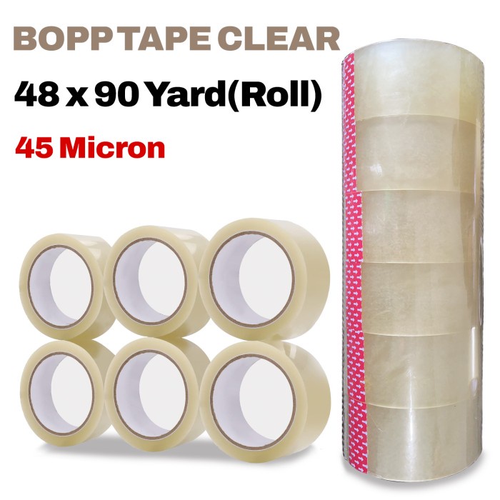 

SeaChoice Bening BOPP Tape Transparan Tape Packing/Sealing/Multifungsi - 48mm-90Yard-45, 6 Rolls