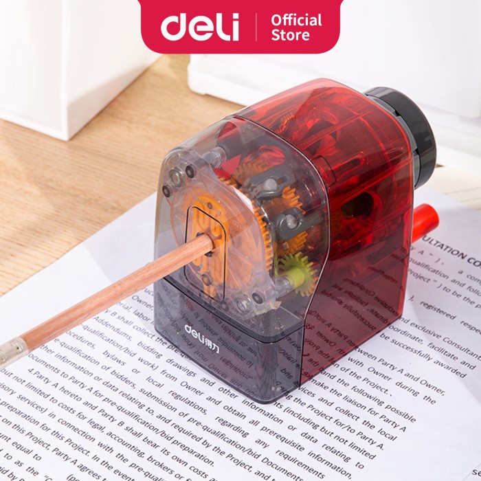 

[Best Seller] Deli Rautan Putar Pensil Transparan φ8mm Pisau ekstra tajam ER10800 - Merah
