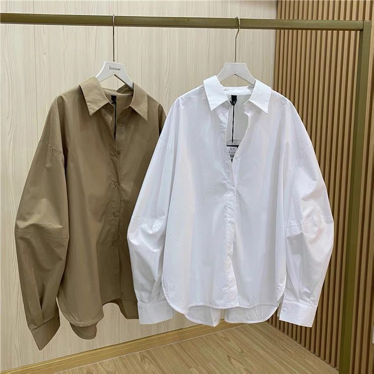 Kemeja Wanita Oversize Kancing Polos / Pakaian Atasan Cewek Korea Style / Kemeja Katun