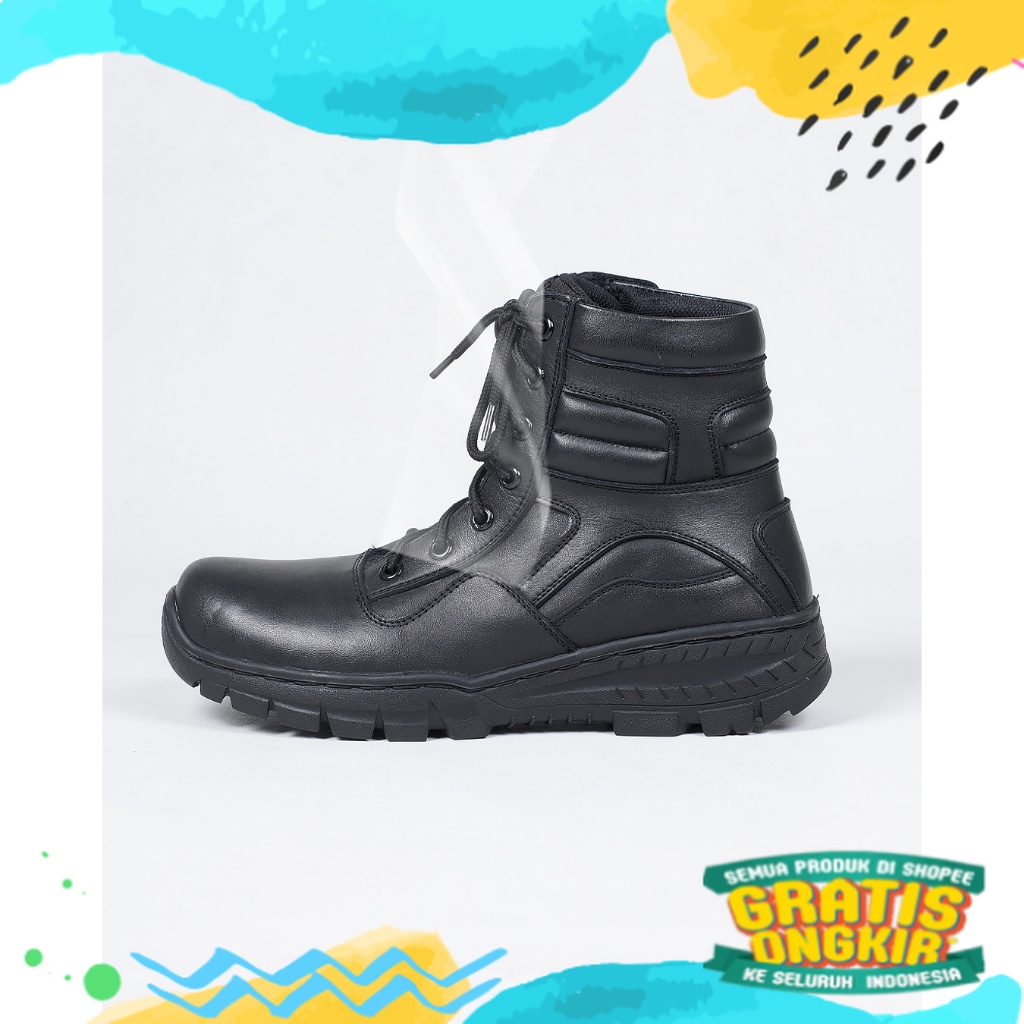 ARMY86 Sepatu PDL Black Knight / Sepatu PDL Pendek terbaru Full Kulit Asli/ Karet