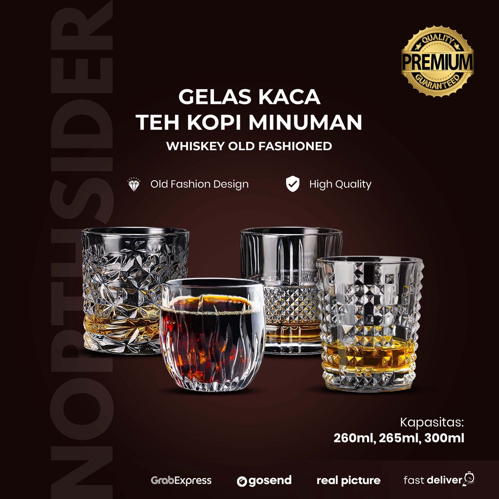 Gelas kaca minuman kopi teh Whiskey Scotch Bourbon Diamond Crystal
