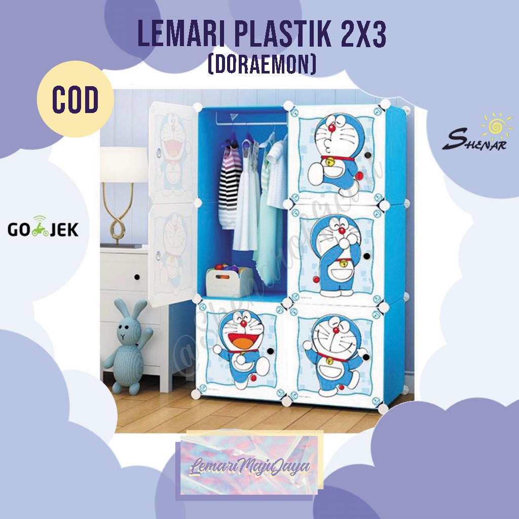 Lemari Plastik Portable / Lemari Baju Anak 3 Susun Karakter / Lemari Plastik 2X3, Grosirmajujaya88