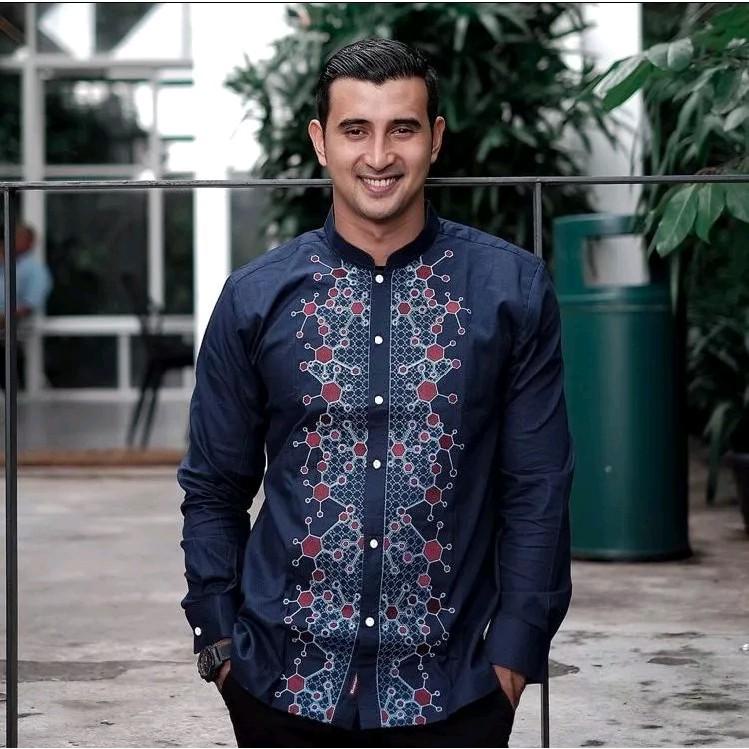 Bastoh Kemeja Baju Koko Kameja Pria Bordir Alkalis Lengan Panjang Muslim Muslimin Laki Laki Dewasa H
