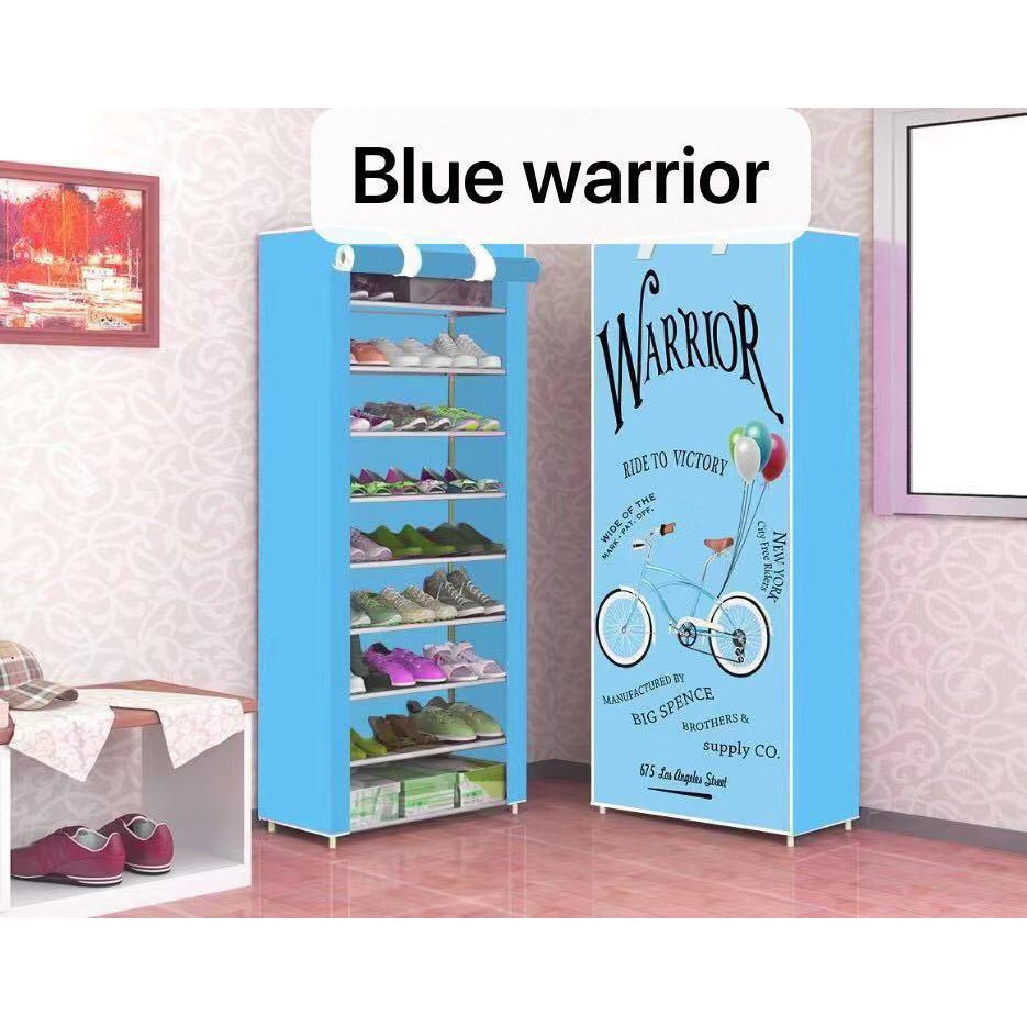 Rak Sepatu Sandal 10 Susun Besi Rak Serbaguna Tingkat Tertutup Anti Air Debu Rak Baju Chp