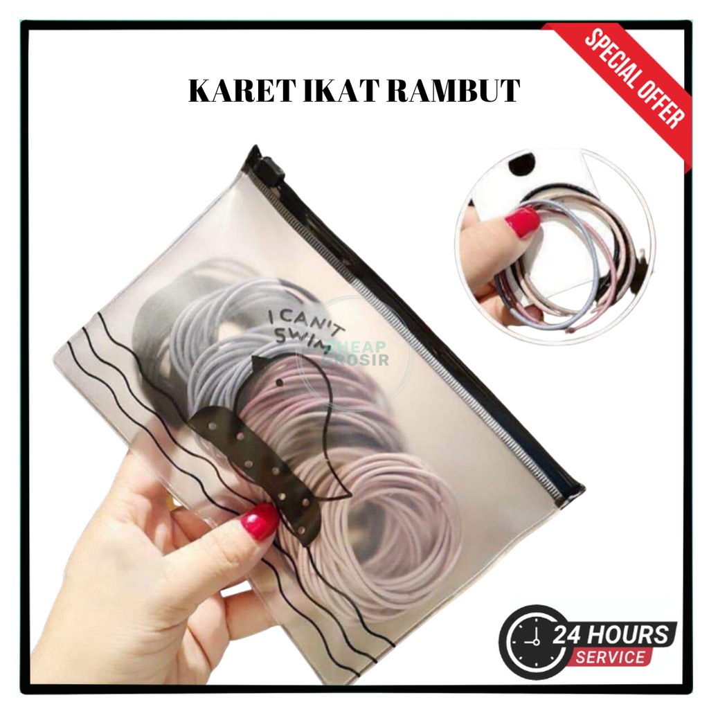 IKAT Rambut Korea Polos Elastis / Karet Gelang / Kuciran isi 100pcs | COD Makassar
