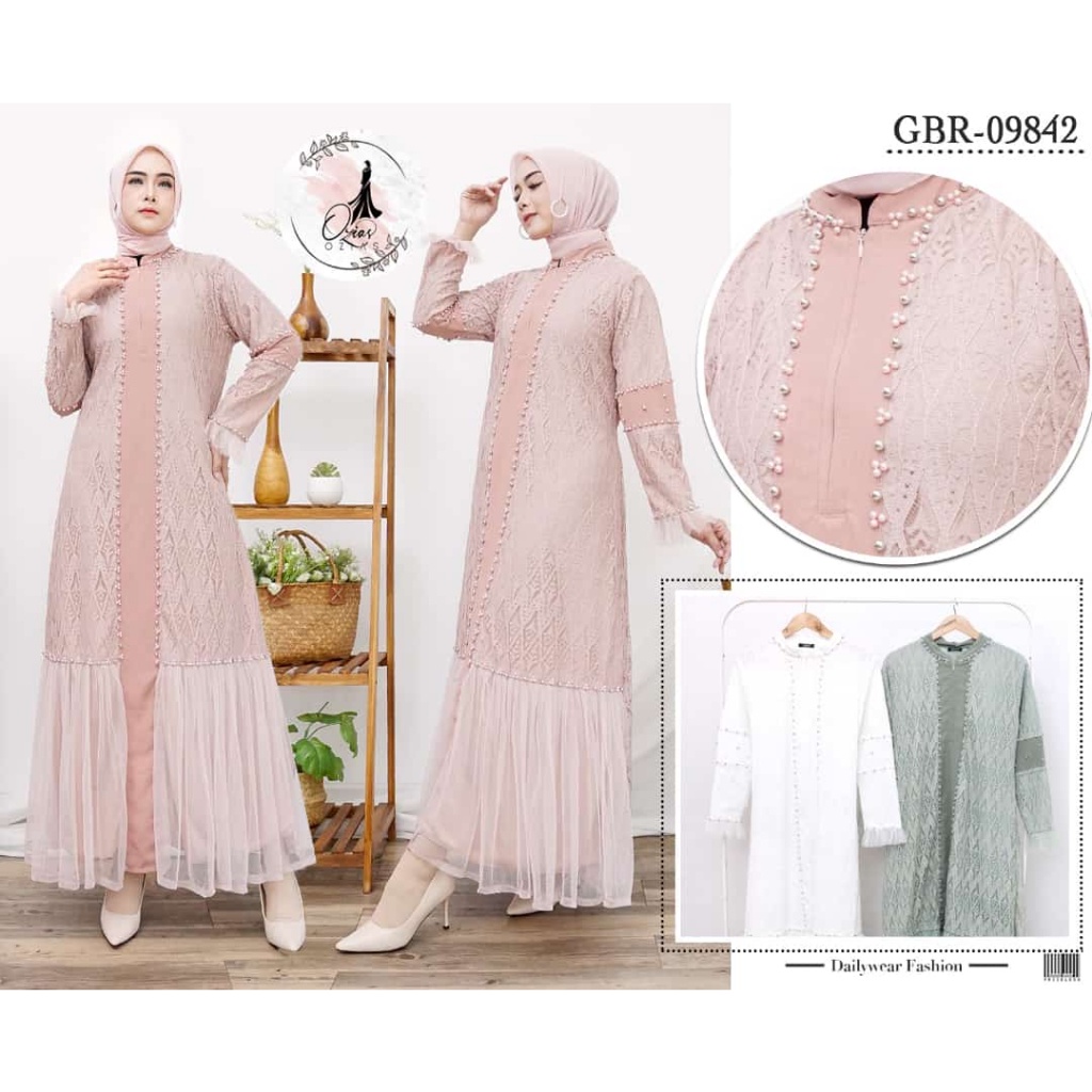 DRESS PESTA PREMIUM  BROKAT ARGYLIE 09842 I Gamis Simpel Muslimah