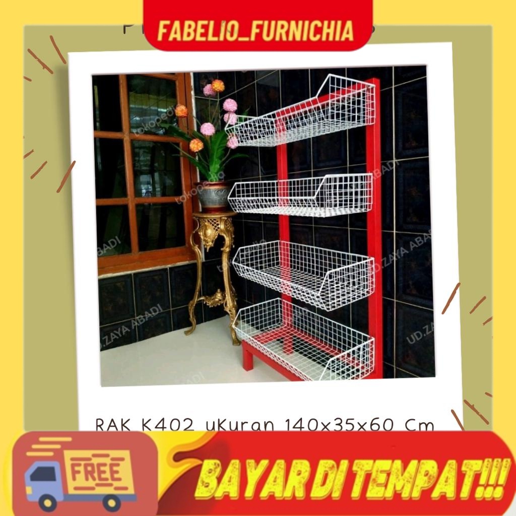 RAK [K402] CEKER BESI MERAH/RAK INDOMARET/RAK BESI TEBAL/RAK JUALAN/RAK KUAT