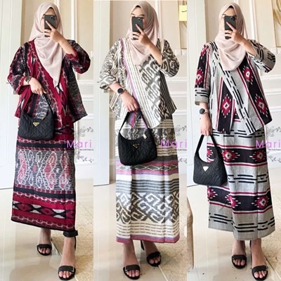 BAJU SETELAN WANITA ETNIK BATIK TENUN TERLARIS SETELAN ZEAA  / 6.10 / BAHAN TENUN TROSO / LD 110 CM 