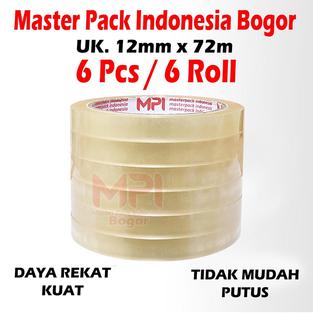 

6 PCS Lakban 12mm x 72m / Lakban Isolasi Kecil 12 mm x 72 Meter - Master Pack Indonesia