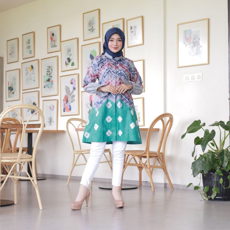 ALESHA TUNIK TUNIC DIORA/ ATASAN BATIK/ BATIK WANITA/ BATIK KERJA/ BATIK SASIRANGAN/ BIG SIZE/ CUSTO