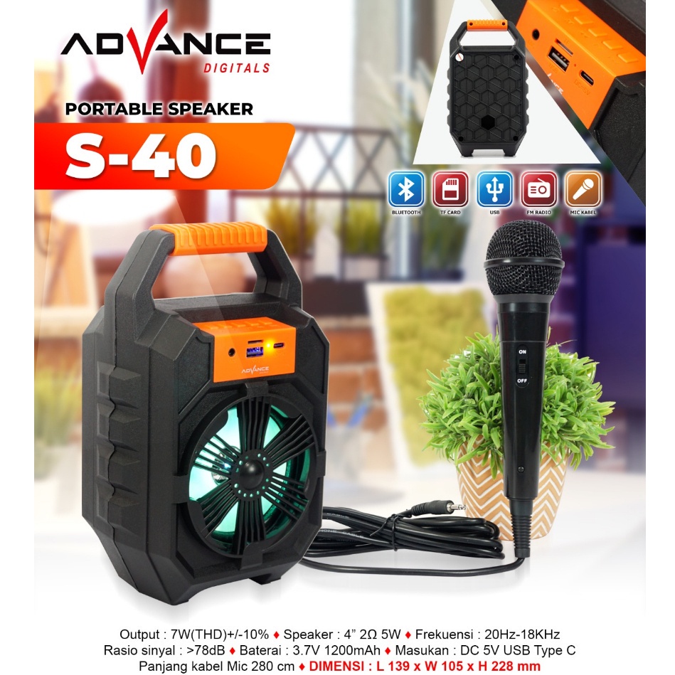 Speaker bluetooth USB FM Radio Advance Speaker Advance S40 / Speaker + Mic advance