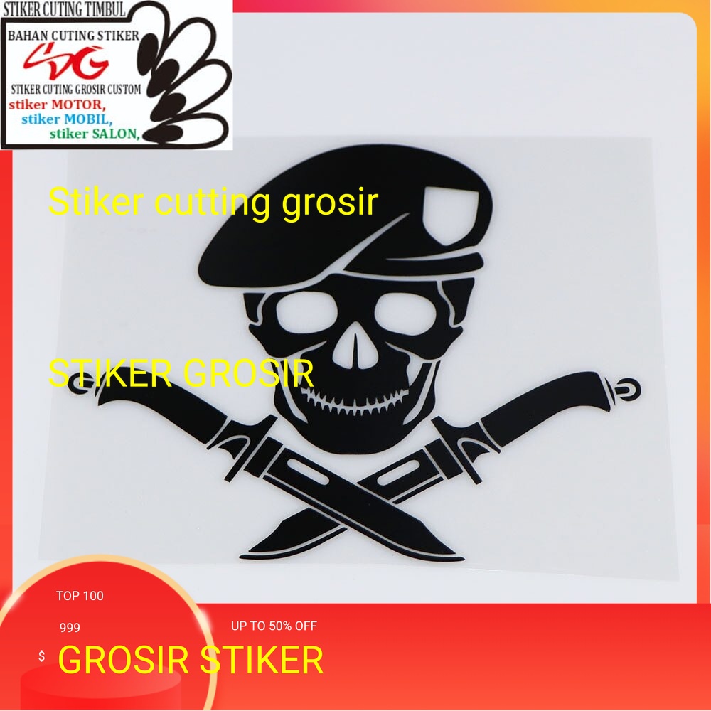 Baret Tentara Stiker Tulang Tentara Army Seram Pisau Baret Tengkorak Pemburu Stiker Decal Sepeda Mot