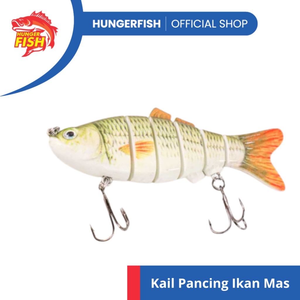 HUNGER FISH - Kail Pancing Bentuk Ikan Mas Hidup Anti Mocel 2 Kail untuk Umpan Mancing Iwak Kecil di